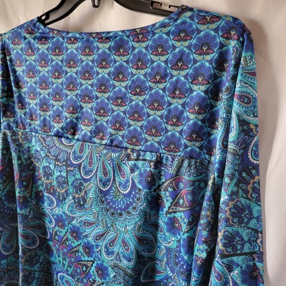 NEW Heritage Charm XXL 2X Plus Peacock Print Top rhinestones pullover NWT blouse - Picture 6 of 11
